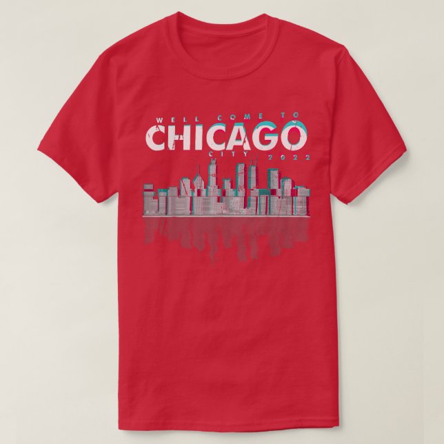 Chicago City Skyline Ljus vid Night Urban Cover A T Shirt (Design framsida)