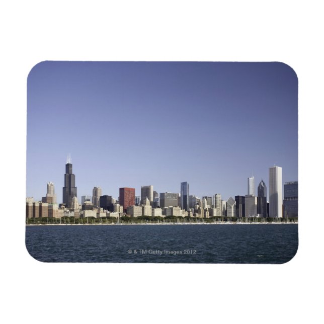 Chicago City skyline med Sjö Michigan 2 Magnet (Horisontell)