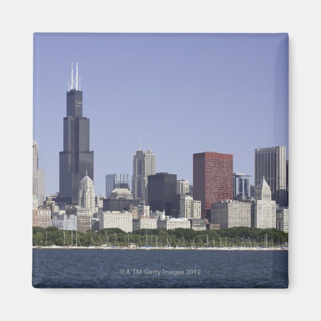 Chicago City skyline med Sjö Michigan Magnet (Framsidan)