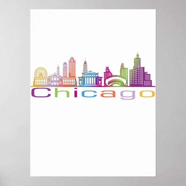 Chicago City Skyline Typography Hoodie Poster (Framsidan)