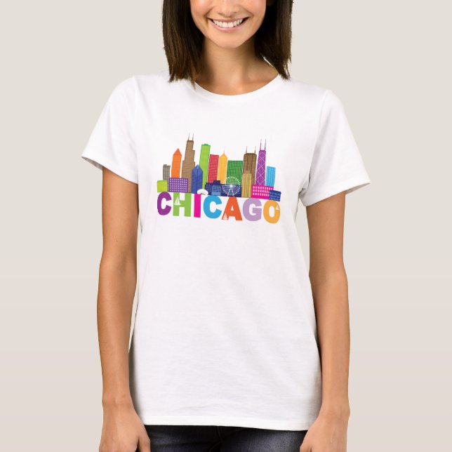 Chicago City Skyline Typography T-shirt (Framsida)
