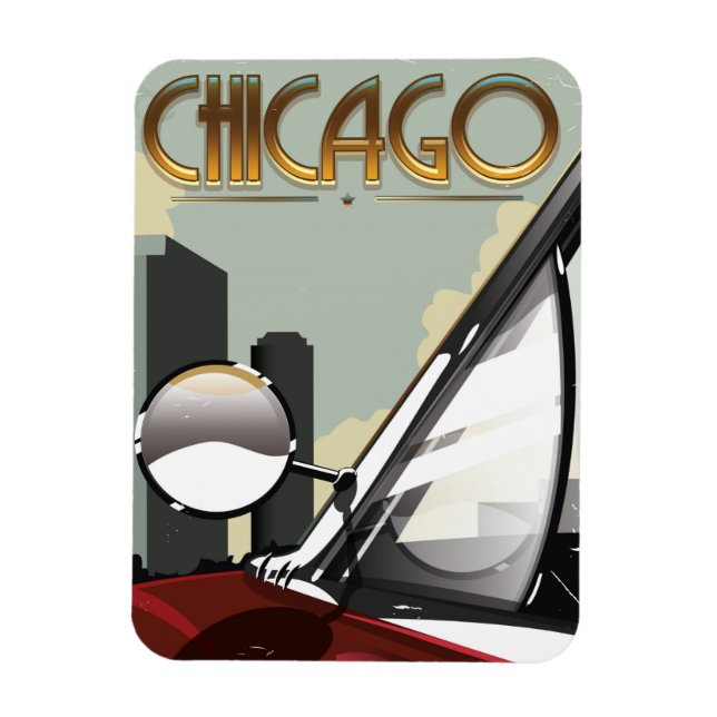Chicago City vintage resaaffisch för bilar Magnet (Vertikal)