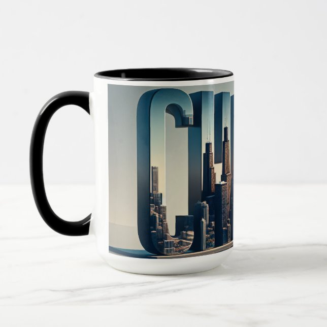 Chicago City With Vatten Reflection Mugg (Vänster)