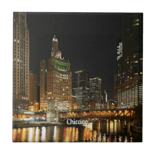 Chicago cityscape kakelplatta