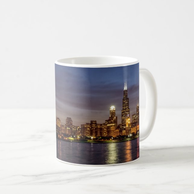 Chicago Cityscape Night Coffee Mugg (Framsida höger)