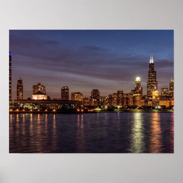 Chicago Cityscape Night New Poster (Framsidan)