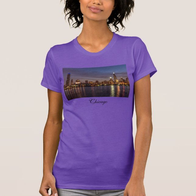 Chicago Cityscape Night T-Shirt (Framsida)