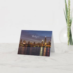 Chicago Cityscape Night - tackkort Kort
