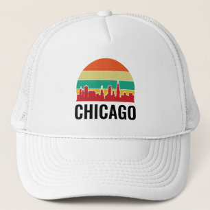 Chicago Cityscape Vintage Sunset Truckerkeps