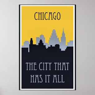 Chicago citysilhuett reseskylt, poster