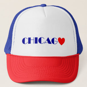 Chicago coeur rouge lettres bleues keps