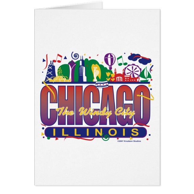 Chicago-Confetti Hälsningskort (Framsidan)