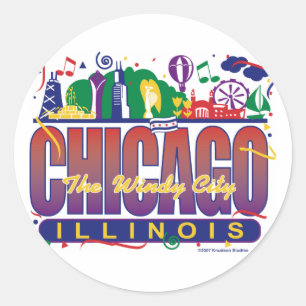 Chicago-Confetti Runt Klistermärke