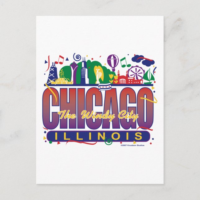 Chicago-Confetti Vykort (Framsida)