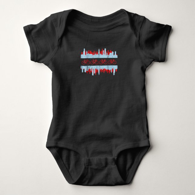 Chicago Cyclist Flagga Skyline Cycling Bicycle Gif T Shirt (Framsida)