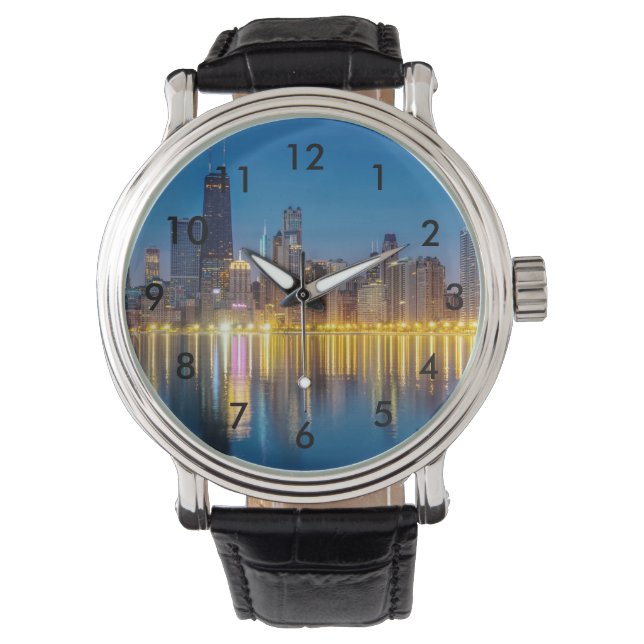 Chicago Dawn Cityscape Armbandsur (Framsida)