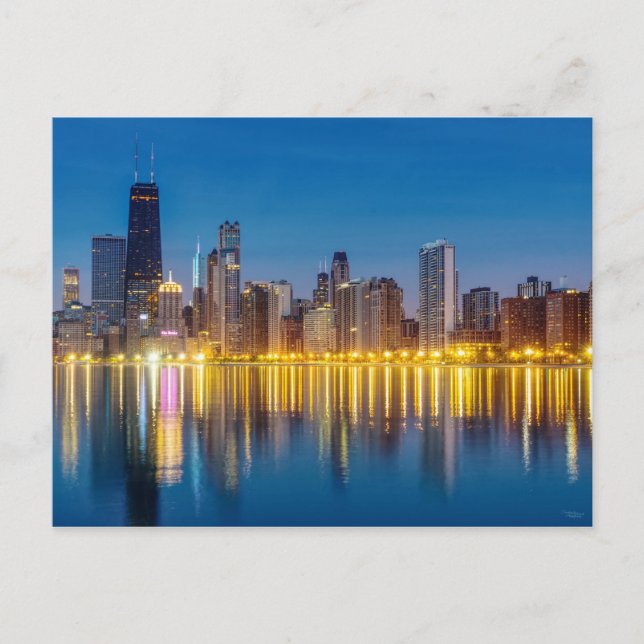 Chicago Dawn Cityscape Postcard Vykort (Framsida)