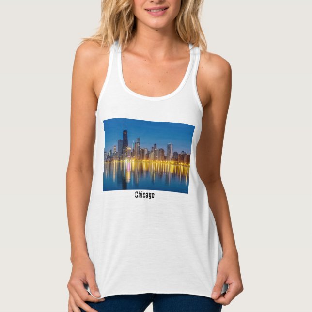 Chicago Dawn Cityscape Tanktop Linne Med Racerback (Framsida)