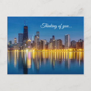 Chicago Dawn Cityscape Thinking of You Postcard Vykort