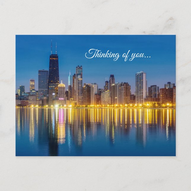 Chicago Dawn Cityscape Thinking of You Postcard Vykort (Framsida)