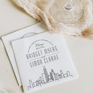 Chicago Deco Skyline   Bröllop Event Napkins Pappersservett