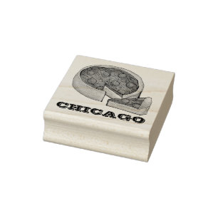 Chicago Deep Dish Pepperoni Cheese Pizza Paj Slice Stämpel