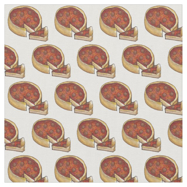 Chicago Deep Dish Pepperoni Pizza Slice Foodie Paj Tyg (Närbild)