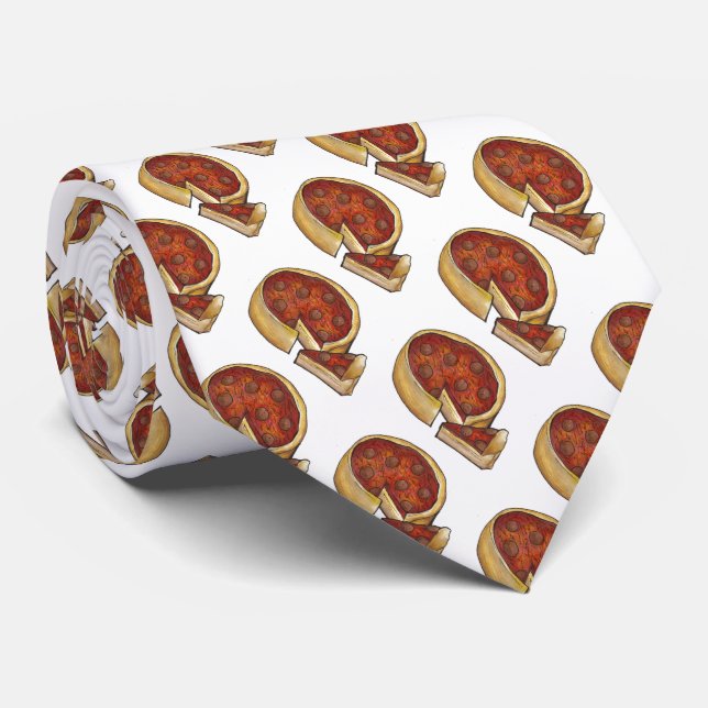 Chicago Deep Dish Pepperoni Pizza Slice Foodie Tie Slips (Rullad)