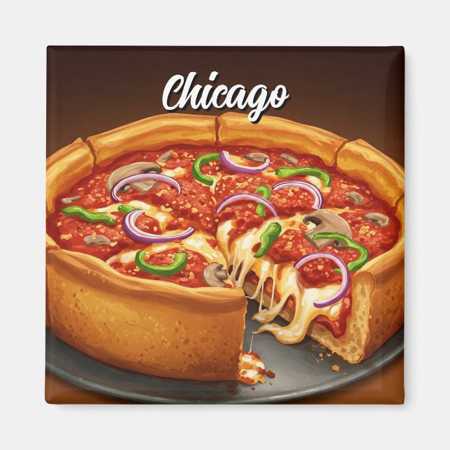Chicago Deep Dish Pizza Magnet (Framsidan)