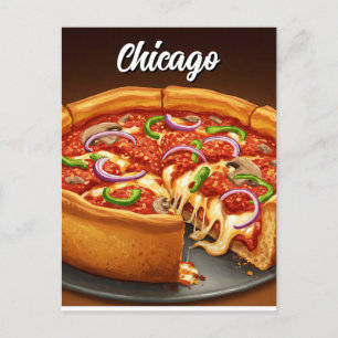 Chicago Deep Dish Pizza Vykort