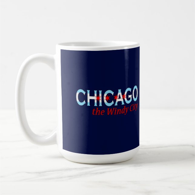 Chicago den blåsiga staden, Chicago flaggadesign Kaffemugg (Vänster)