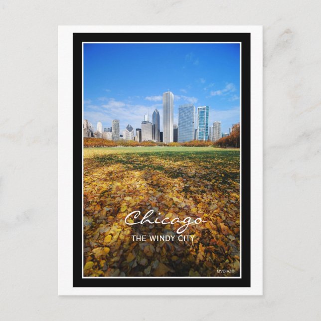 Chicago den BLÅSIGA STADEN Vykort (Framsida)
