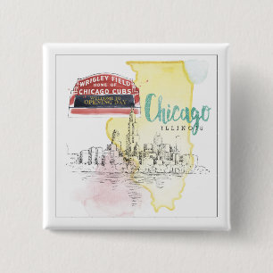 Chicago den Illinois vattenfärgen skissar Knapp