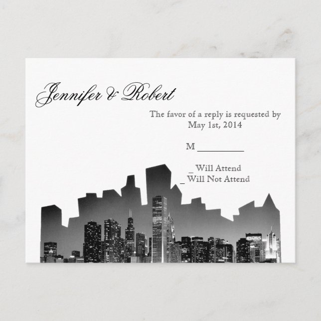Chicago Destination Wedding OSA Postcard Inbjudan Vykort (Framsida)