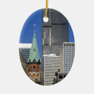 Chicago domkyrka Skyline Julgransprydnad Keramik