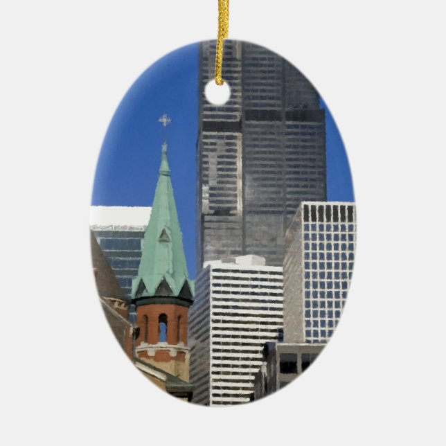 Chicago domkyrka Skyline Julgransprydnad Keramik (Framsidan)