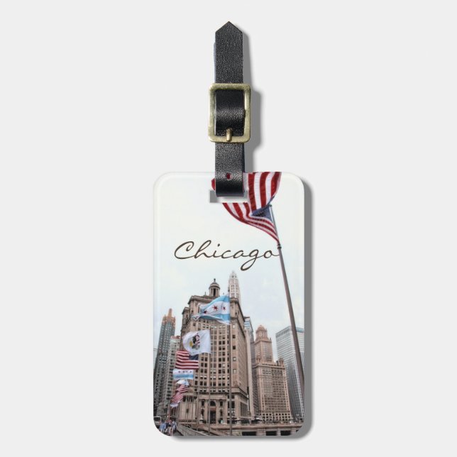 Chicago Downtown Michigan Avenue Luggage Tag Bagagebricka (Vertikal Framsida)