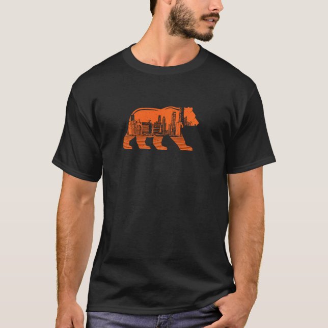 Chicago Downtown Skyline Illinois Pride Pullo T Shirt (Framsida)