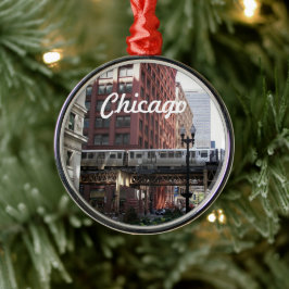 Chicago Elevated Loop Train Holiday Julgransprydnad Metall
