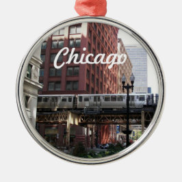 Chicago Elevated Loop Train Holiday Julgransprydnad Metall