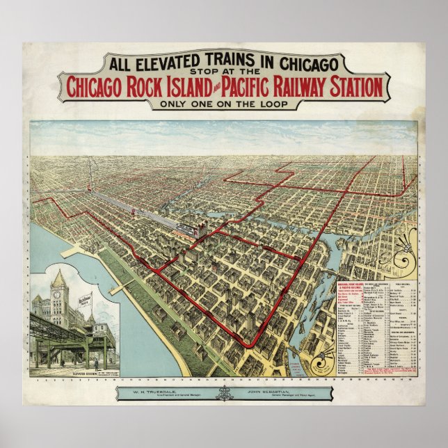 Chicago Elevated Tåg (Poole) 1897 - ÅLDRAS BMB Poster (Framsidan)
