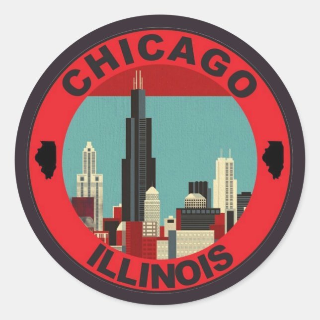 Chicago Emblem  Runt Klistermärke (Framsida)
