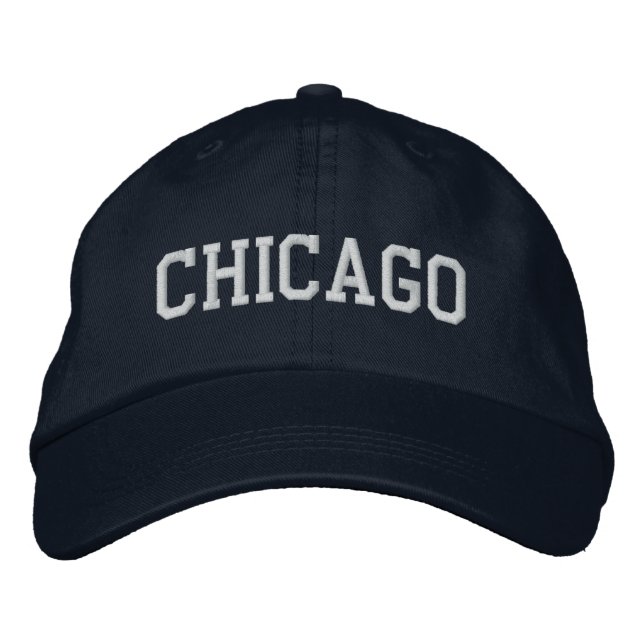 Chicago Embroized justerable Cap Navy Blue Broderad Keps (Framsida)