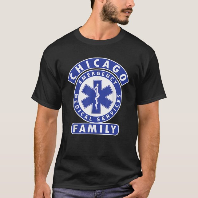 Chicago EMS Tech EMT Akut Medical Service Tec T Shirt (Framsida)