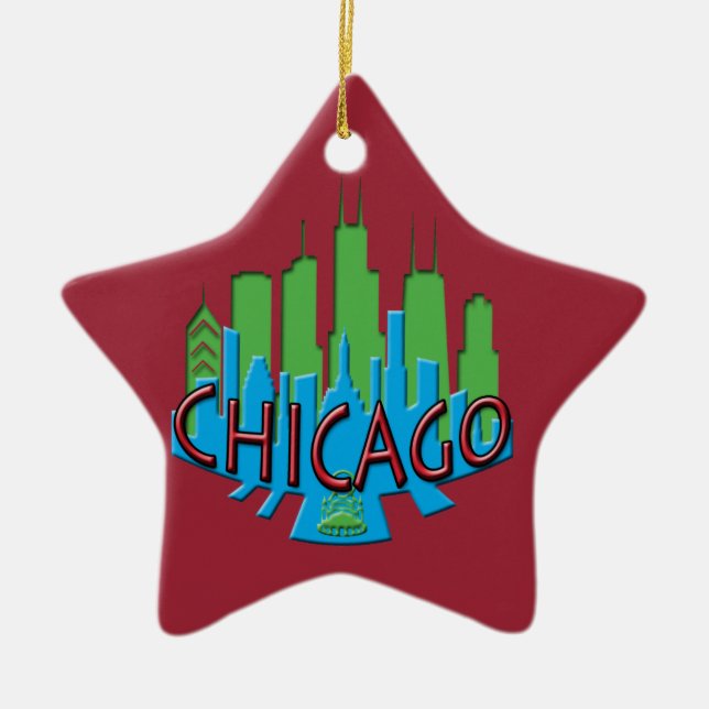 Chicago enkelt primär prydnad julgransprydnad keramik (Framsidan)