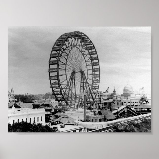 Chicago Ferris Wheel - 1893 Columbian Exposition Poster (Framsidan)