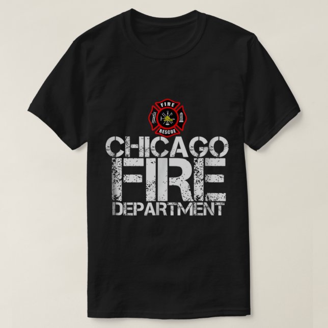 Chicago Fire Department TShirt Firehouse Tee Shirt (Design framsida)