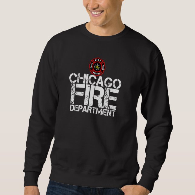 Chicago Fire Department TShirt Firehouse Tee Shirt Lång Ärmad Tröja (Framsida)
