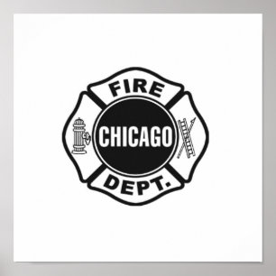 Chicago Fire Dept Black Logotyp Poster