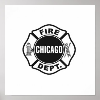 Chicago Fire Dept Black Logotyp Poster